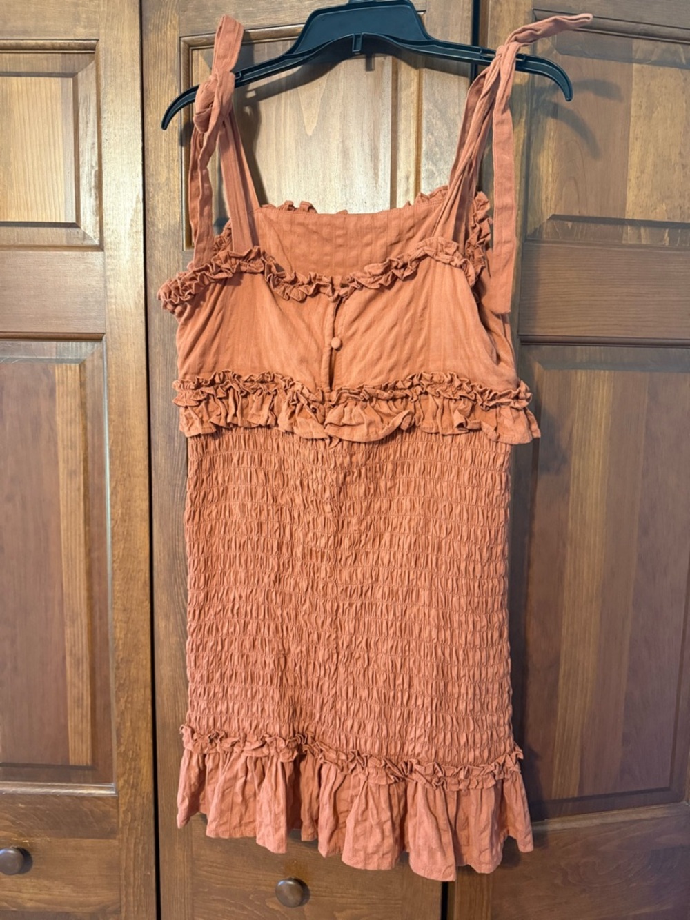 ASOS Rust Orange Ruffle Mini Dress - Picture 2 of 2